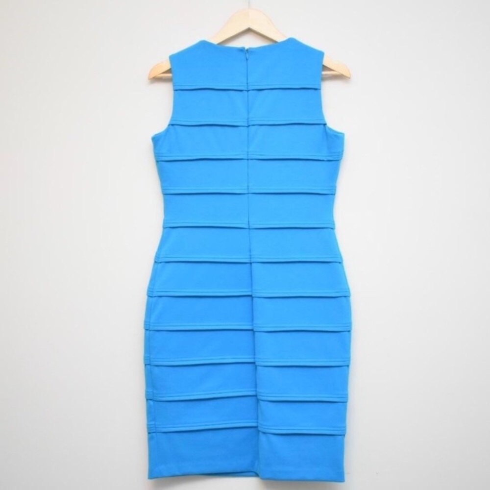 CALVIN KLEIN Blue Stripe Texture Sheath Dress - Picture 2 of 4